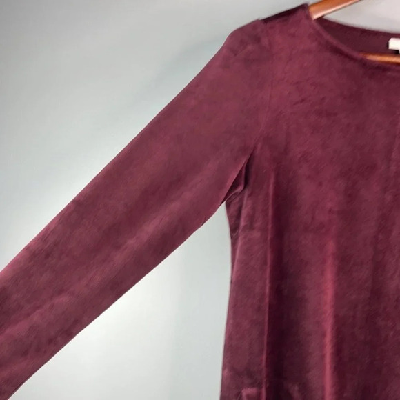 PURE JILL Velvet Tunic Dress Top Burgundy Soft Pockets Long Sleeve Pullover XS - Picture 4 of 12